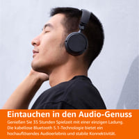 Căști wireless over-ear Amazon Basics cu Bluetooth 5.1, 35 de ore de redare, ușoare, reglabile, pentru călătorii, birou, telefon, PC, negru 7