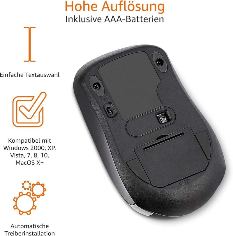 Amazon Basics Vezeték nélküli számítógépes egér USB nano vevővel - black