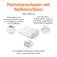 Husă de protecție pentru saltea Amazon Basics, impermeabilă, cu fermoar, protecție împotriva acarienilor și a ploșnițelor, 180x200 cm, pentru o înălțime de până la 30 cm, albă 2