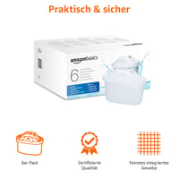 Vodný filter Amazon Basics, 6 ks, kompatibilný so systémami BRITA, pre kanvice Aluna, Marella, Style, Flow, Glass a systémy PerfectFit 3