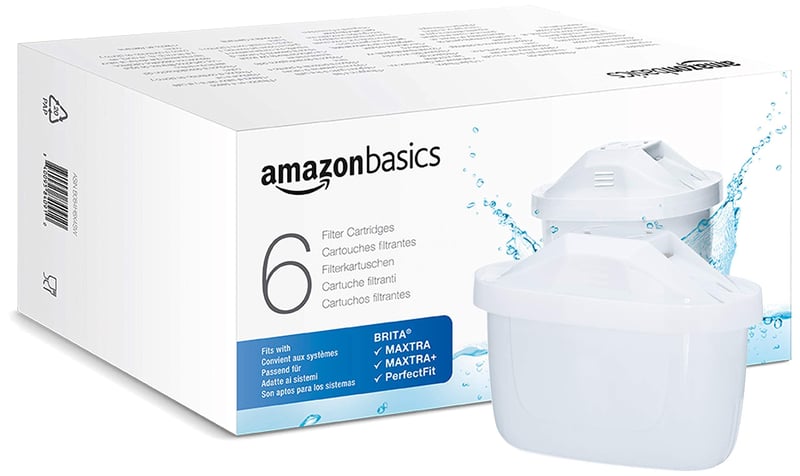 Vodný filter Amazon Basics, 6 ks, kompatibilný so systémami BRITA, pre kanvice Aluna, Marella, Style, Flow, Glass a systémy PerfectFit