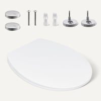 WC sedadlo Amazon Basics, tvar O, funkcia pomalého sklápania Soft Close, rýchloupínacie pánty, univerzálna veľkosť, biele, antistatická močovina a porcelánový povrch 4
