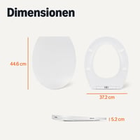 WC sedadlo Amazon Basics, tvar O, funkcia pomalého sklápania Soft Close, rýchloupínacie pánty, univerzálna veľkosť, biele, antistatická močovina a porcelánový povrch 5