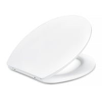 WC sedadlo Amazon Basics, tvar O, funkcia pomalého sklápania Soft Close, rýchloupínacie pánty, univerzálna veľkosť, biele, antistatická močovina a porcelánový povrch 1