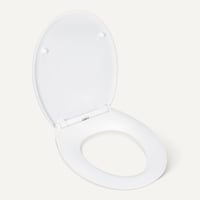 WC sedadlo Amazon Basics, tvar O, funkcia pomalého sklápania Soft Close, rýchloupínacie pánty, univerzálna veľkosť, biele, antistatická močovina a porcelánový povrch 3