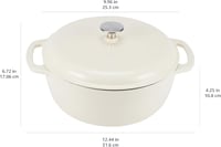 Amazon Basics Zománcozott Öntöttvas Fazék Fedővel 4,1L Fehér - 4.1 L, White 4