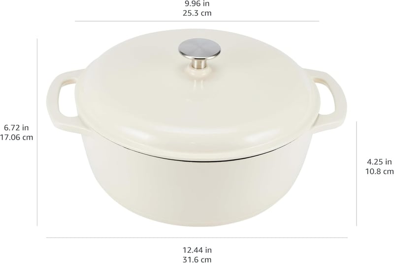 Amazon Basics Zománcozott Öntöttvas Fazék Fedővel 4,1L Fehér - 4.1 L, White