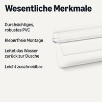 Amazon Basics brtveni profil za tuš kabinu, vodoodbojan, prozirni PVC, za staklo debljine 6,35 mm, duljine 87,5 cm, montaža bez alata 2