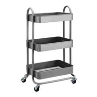 Trojposchodový kuchynský a práčovňový úložný vozík AmazonBasics s kolieskami, antracitovo sivý 1