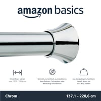 Bară telescopică reglabilă pentru perdea de duș AmazonBasics, 137-229 cm, crom 2
