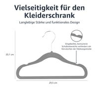 AmazonBasics baršunaste vješalice za dječju odjeću 50 komada - protuklizne vješalice za bebe i malu djecu 29 cm sive 4