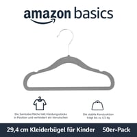 AmazonBasics baršunaste vješalice za dječju odjeću 50 komada - protuklizne vješalice za bebe i malu djecu 29 cm sive 2