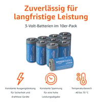 Lítiové batérie AmazonBasics CR123A 3V – balenie 10 ks, životnosť 10 rokov 4