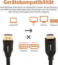AmazonBasics DisplayPort HDMI kábel 0,9m - 4K videó átvitelhez - 0.9 yards, DisplayPort to HDMI 2