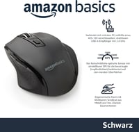 AmazonBasics Ergonomikus Vezeték Nélküli Egér DPI Szabályozható Fekete - black 2