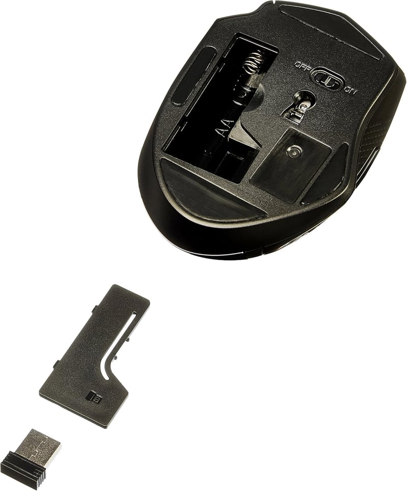 AmazonBasics Ergonomikus Vezeték Nélküli Egér DPI Szabályozható Fekete - black