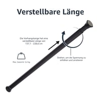 Napínacia sprchová tyč AmazonBasics, nastaviteľná 137 – 229 cm, čierna, protišmyková tyč do kúpeľne 3