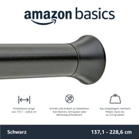 Napínacia sprchová tyč AmazonBasics, nastaviteľná 137 – 229 cm, čierna, protišmyková tyč do kúpeľne 2