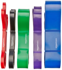 AmazonBasics Fitness odporová guma na zhyby, záťaž 4,5 – 15,8 kg, šírka 1,27 cm, červená tréningová guma 5