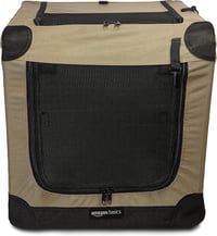 AmazonBasics Hordozható Puha Összecsukható Kutya és Macska Ketrec 2 Ajtós, S-es méret (66 x 46 x 46 cm), Barna 4
