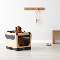 AmazonBasics Hordozható Puha Összecsukható Kutya és Macska Ketrec 2 Ajtós, S-es méret (66 x 46 x 46 cm), Barna 6