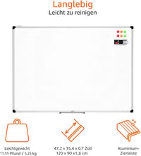 AmazonBasics Mágneses Whiteboard Alumínium Kerettel és Tollcsipesszel - 120 x 90 cm 3