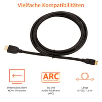 Vysokorýchlostný kábel AmazonBasics Mini HDMI – HDMI – čierny – 1,8 m 6