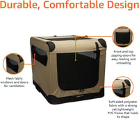 Skladacia mäkká prepravka pre psov AmazonBasics s 2 dverami, prenosná, veľkosť M (76 x 54 x 54 cm), béžová 4