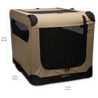 Skladacia mäkká prepravka pre psov AmazonBasics s 2 dverami, prenosná, veľkosť M (76 x 54 x 54 cm), béžová 2