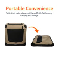 Skladacia mäkká prepravka pre psov AmazonBasics s 2 dverami, prenosná, veľkosť M (76 x 54 x 54 cm), béžová 5
