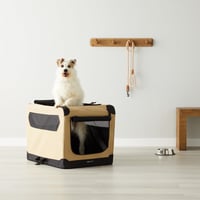 Skladacia mäkká prepravka pre psov AmazonBasics s 2 dverami, prenosná, veľkosť M (76 x 54 x 54 cm), béžová 6