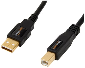 Cablu imprimantă Amazon Basics USB 2.0 A-B cu conectori placați cu aur, 1,8 m, negru