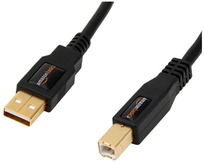 Tlačový kábel AmazonBasics USB 2.0 typ A-B, pozlátený – čierny – 3 m