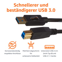 Kábel AmazonBasics USB 3.0, typ A – typ B, 183 cm, čierny 5