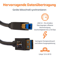 Kábel AmazonBasics USB 3.0, typ A – typ B, 183 cm, čierny 2