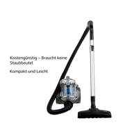 Aspirator cilindric fără sac AmazonBasics, 700 W, 1,5 litri, filtru HEPA, pentru pardoseli dure și covoare, negru/albastru 7
