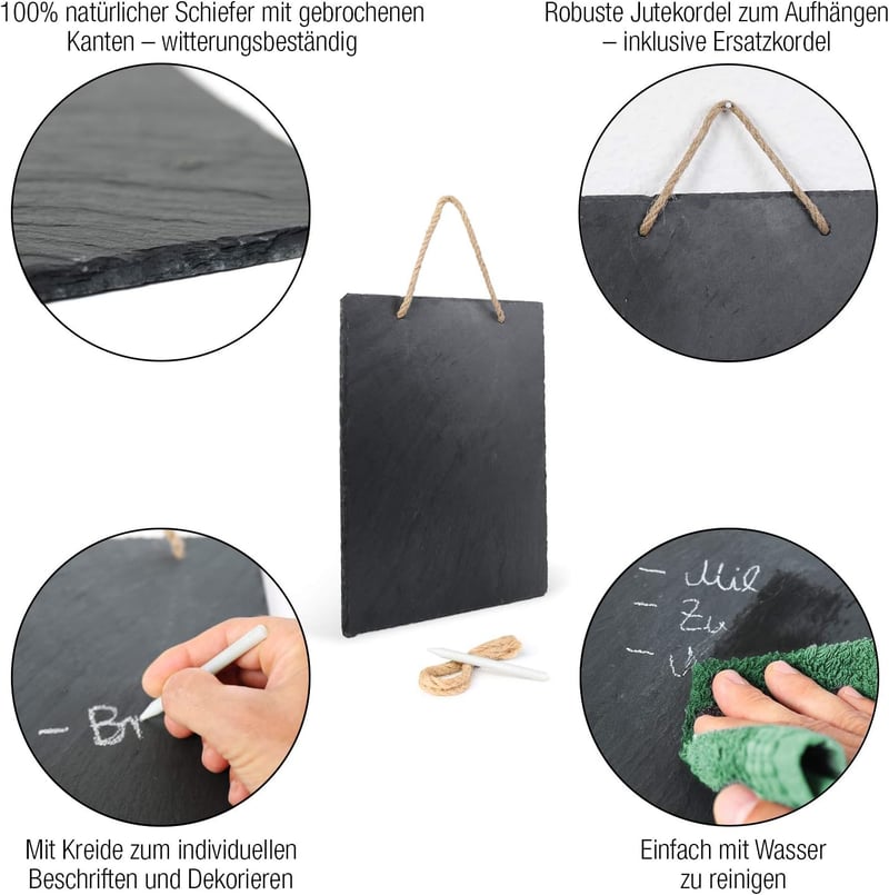 Amazy Függőleges Pala Tábla 30,5x20 cm Juta Szalaggal és Krétamarkerrel
