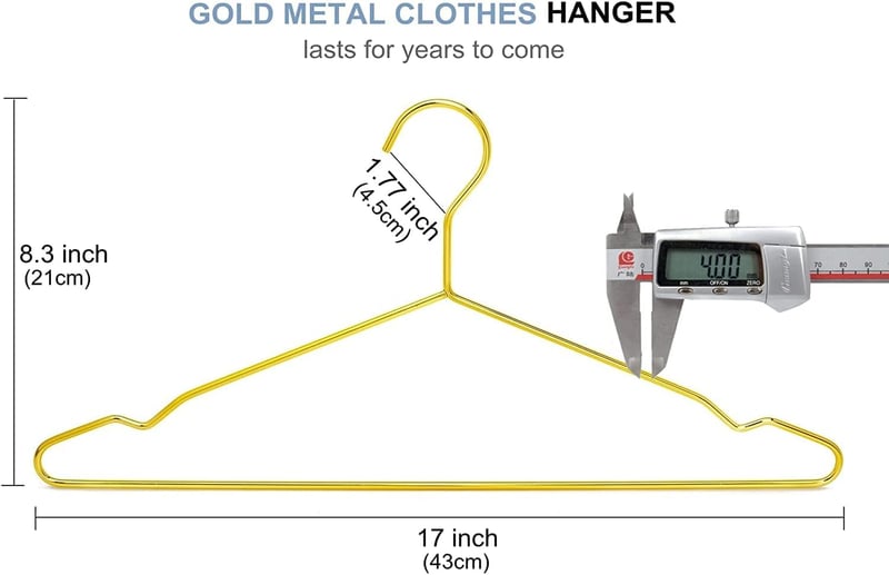 Amber Home 43 cm Krómozott Fém Ruhaakasztó Öltönyökhöz és Ingekhez - Gold 20