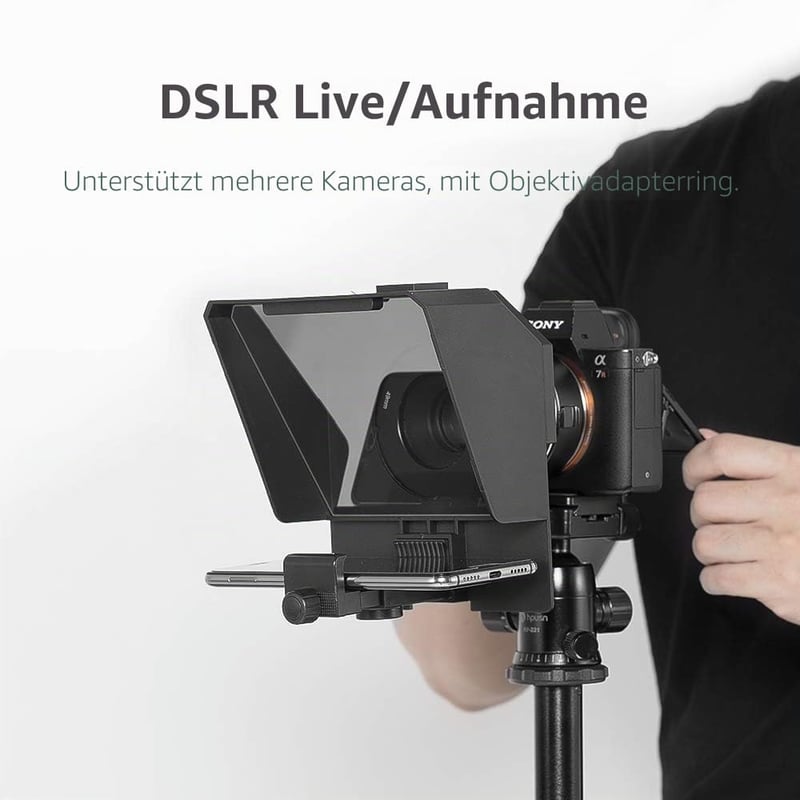 AMBITFUL Teleprompter Kit mobiltelefon és DSLR kamerához távirányítóval
