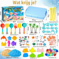 AMCHLEL Varázshomok Készlet Gyerekeknek 1 kg Kinetikus Homokkal, Formákkal és Tengeri Játékokkal, Fedeles Homokozó Doboz, 3+ Éves Kortól 2