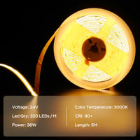 Bandă LED COB Amdelne 2700K alb cald 5 metri iluminat interior 7