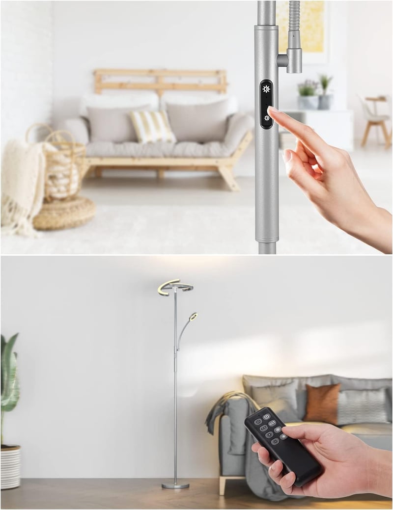 Amdelne LED állólámpa dimmer távirányítóval szürke olvasólámpa hálóhoz