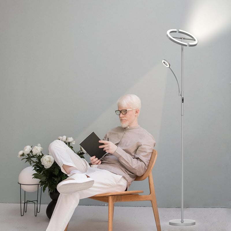 Amdelne LED állólámpa dimmer távirányítóval szürke olvasólámpa hálóhoz