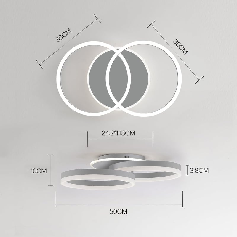 Amdelne LED Mennyezeti Lámpa 50cm Dimmelhető Távirányítóval Szürke