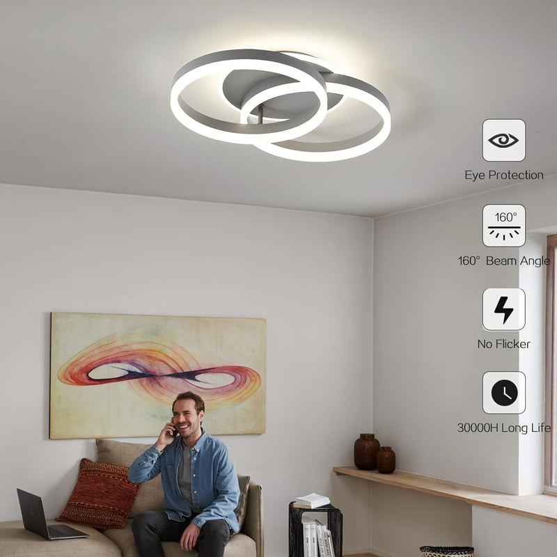 Amdelne LED Mennyezeti Lámpa 50cm Dimmelhető Távirányítóval Szürke
