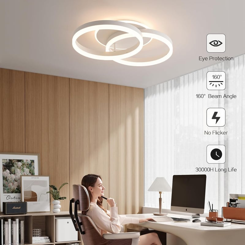 Amdelne LED Mennyezeti Lámpa 50cm Távirányítós Dimmelhető Hálószoba Nappali - 50cm, White