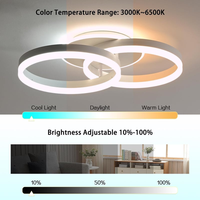 Amdelne LED Mennyezeti Lámpa 50cm Távirányítós Dimmelhető Hálószoba Nappali - 50cm, White