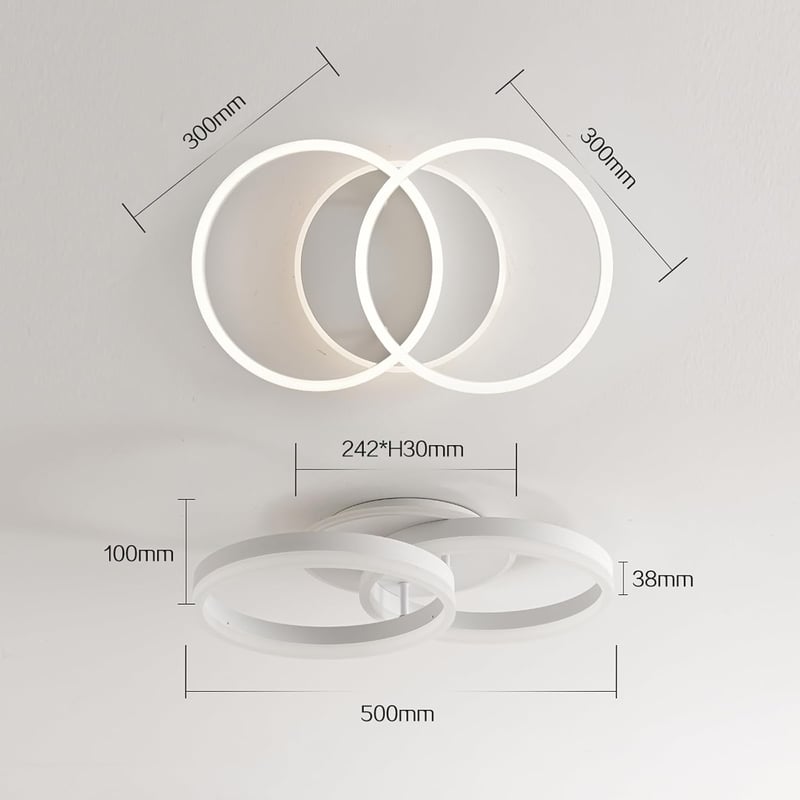 Amdelne LED Mennyezeti Lámpa 50cm Távirányítós Dimmelhető Hálószoba Nappali - 50cm, White