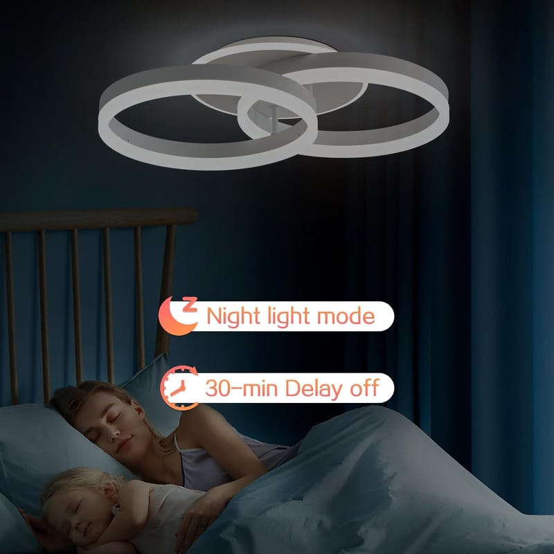 Amdelne LED Mennyezeti Lámpa 50cm Távirányítós Dimmelhető Hálószoba Nappali - 50cm, White
