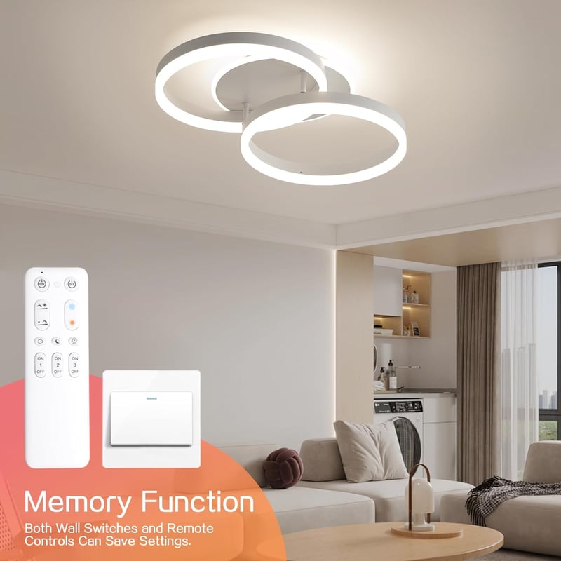 Amdelne LED Mennyezeti Lámpa 50cm Távirányítós Dimmelhető Hálószoba Nappali - 50cm, White